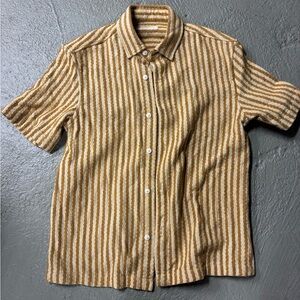 ZARA Tan and Cream Ribbed T Shirt